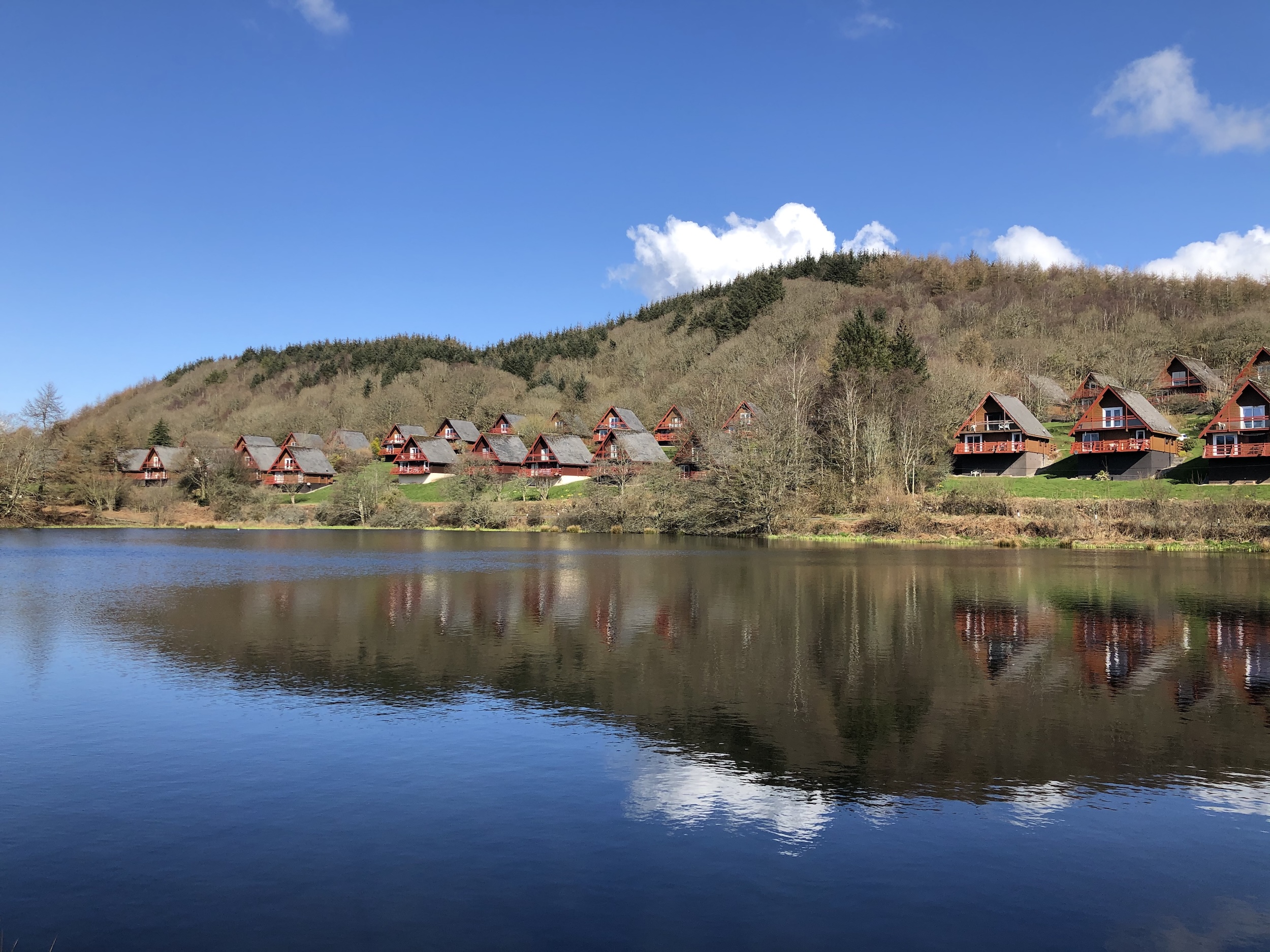 Barend Holiday Lodges in Dumfries & Galloway photographed from the edge of Barend Loch near Sandyhills, Dalbeattie.