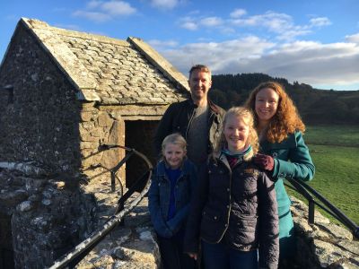 The owners in the sun at Orchardton tower
